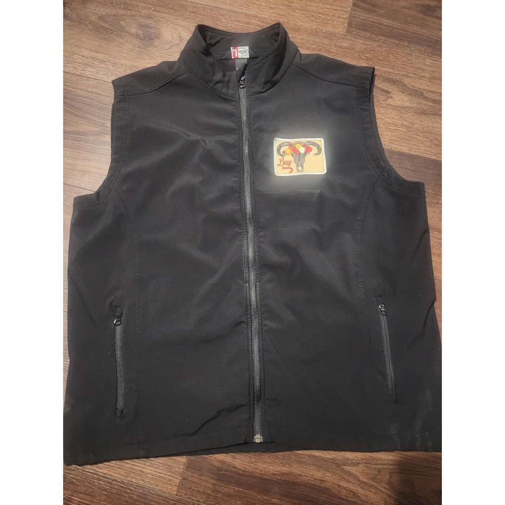 Justin‎ Vest Mens 2XL Black Softshell Full Zip Western Skull Patch Logo Ranch